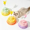 Juguete Interactivo de Pista para Gatos con Pluma - Juguete de Bola Giratoria de 4 Niveles para Gatos y Gatitos de Interior