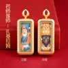 Acero de Titanio 1X3 Mini Colgante Thangka Pintado a Mano Color Dorado Dios de la Riqueza Zakiram Colgante Thangka Collar Venta al por Mayor