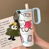Taza Aislada con Asa, Portátil para Estudiantes, Taza con Popote de Acero Inoxidable 316, Gran Capacidad, Diseño Elegante, Adecuada para Uso en Automóvil y Actividades al Aire Libre