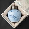 Tarro de Té de Cerámica Margarita Azul del Fabricante, Tarro de Almacenamiento de Té de Alta Gama, Tarro Sellado a Prueba de Humedad y Polvo, Tarro de Almacenamiento, Tarro Vacío