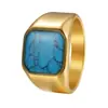 Anillos de Pareja Transfronterizos Europeos y Americanos, Anillos de Boda de Acero Inoxidable, Anillos de Sello al por Mayor, Anillos Grandes de Turquesa, Anillos de Ópalo
