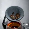 Infusor de té sin perforaciones, infusor de té de taza de ceremonia de alta gama, separador integrado de té y agua, filtro de piedra mineral, soporte para preparar té