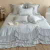 Juego de cuatro piezas de colcha de verano de seda helada estilo francés para niña, fresco y lujoso para el verano, colcha de aire acondicionado, colcha fina de verano lavable a máquina