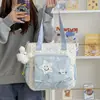 Bolsa de tutoría bordada de gato de dibujos animados, dulce y linda, para niñas, bolso cruzado para estudiantes para el uso diario, bolso de hombro