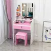 Estojo de maquiagem espelho de penteadeira de quarto com luz LED mesa de maquiagem multifuncional mesa de maquiagem moderna minimalista