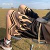 Ice Silk Flame Shorts Men's Ins Fashion Brand American Style High Street Basketball Sports Pants Summer Handsome Mesh Five-point Pants