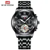 Va Va Voom/2453 Reloj de Acero Inoxidable Tourbillon No Automático Mecánico de Negocios Reloj Luminoso Impermeable para Hombres