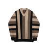 Suéter de manga larga para hombre, estilo coreano, holgado, con estampado vertical, cuello en V, ligero, de lujo, informal, con contraste, para otoño e invierno