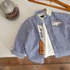 Camisa listrada infantil lima Outono Moda Bebê Top Infantil Casual Camisa Casaco Feminino Estilo Ocidental