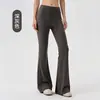 Pantalones de yoga acampanados con forro polar para otoño e invierno para mujer, leggings gruesos y cálidos con cintura de cordón, pantalones acampanados pequeños adelgazantes para Pilates