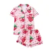 Pijama Cardigan Personalizado 2026 Novo Cruzamento de Fronteira Seda de Leite para Mulheres, Shorts de Manga Curta, Conjunto de Roupa para Casa Cruzamento de Fronteira Atacado