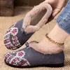 Botas de Neve Femininas Tamanho Grande Estilo Étnico Dropshipping Transfronteiriço Botas Femininas à Prova de Frio Quentes de Algodão Botas Curtas Rasas de Calçar
