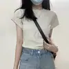 Top Negro para Chicas Atrevidas para Usar en Verano 2026, Nuevo Estilo de Primavera, Corte Ajustado, Camiseta de Manga Corta de Algodón Puro