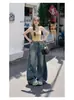 Jeans Anchos Rasgados de Cintura Alta Estilo Retro Americano para Mujer, Pantalones Sueltos de Pierna Recta de Longitud Completa, Estilo Primavera Nuevo