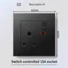 Hong Kong y Macao Enchufe USB Británico 13A con Enchufe de Carga Rápida Tipo-C Interruptor de Luz Estándar Británico Panel de Plástico Negro