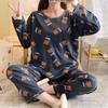 Pijamas Novos 2025 para Mulheres Primavera e Outono Calças Manga Longa Jovens Senhoras Estudantes do Ensino Médio Desenho Animado Casual Roupa de Casa Outono