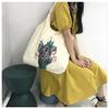 Bolsa de Ombro Grande Capacidade Laranja Estampada Artística Estilo Fresco Bolsa de Lona Portátil para Compras Vaca Fofa Redutora de Idade Doce