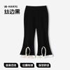 Calças para Meninas Calças Flare Infantis Cinza 2025 Novas Elegantes Renda Leggings de Bebê Calças Casuais Outono Tendência