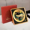 Adorno de Pez Arowana Dorado Estilo Chino Año del Dragón Pintura con Pan de Oro Decoración para Casa Nueva Oficina Apertura de Negocio Regalo Creativo