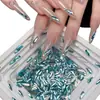 Azul Pavo Real Largo Forma de Gota de Agua Fondo Plano Diamante Joyería para Uñas Estilo Popular de Celebridad de Internet Azul Lago Fino Gota de Agua Blanqueamiento Diamante para Uñas Venta al por Mayor