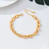 1 Pieza de Cadena Dorada de Nariz de Cerdo Cadena Ovalada Dorada Europea y Americana de Lujo Accesible Pulsera para Mujer, Simple y Versátil, Gama Alta