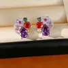 Pendientes de aguja plateada con formas florales y de lágrima incrustadas de circonita, pendientes de nicho exquisitos y elegantes, sensación de lujo ligero y alta gama, al por mayor