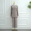 2025Loriya Conjunto de Dos Piezas de Top de Color Sólido a la Moda + Pantalones Lr1090
