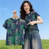 Camiseta de Manga Corta con Estampado de Letras Retro para Mujer, Verano Holgada, Nuevo Estilo Coreano 2026, Top de Hermoso Diseño para Mujer