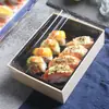 Embalagem para viagem de caixa de sushi caixa de frutas para viagem caixa de almoço retangular leve para comida de celebridade da internet com tampa japonesa comercial descartável