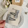 Pinza para el Cabello Infantil Hecha a Mano de Conejito Dulce y Genial Negra y Plateada Accesorios para el Cabello de Tela Estilo Y2K Pinza para el Flequillo de Niña de Gama Alta Tocado