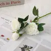 3 Rosas Artificiales con Bordes Quemados, Flores Falsas de Seda, Ramo de Boda, Flores para Decoración de Pasillo, Flores Artificiales para Fondo