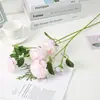 Flores Artificiales Estilo Europeo Simulación 3 Cabezas Ranúnculo Decoración Hogar Boda Flores de Seda Rosa Occidental Adorno Flor Peonía Simulación