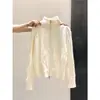 Cárdigan de Punto Grueso Amarillo Oca con Media Cremallera para Mujer, Abrigo de Suéter Tejido Cálido para Otoño e Invierno, Prenda Superior Elegante Suave y Acogedora