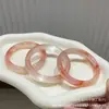 Nuevo brazalete de ojo de gato de alta transparencia en color degradado, mitad amarillo y mitad blanco, joyería de ágata estilo dulce y femenino