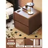 Mesita de noche de madera maciza para uso doméstico en el dormitorio, nuevo pequeño mueble de almacenamiento de mesita de noche estilo vintage crema moderno minimalista