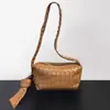 Bolso de Hombro Tejido Popular Transfronterizo de Piel de Vaca, Elegante y Moderno Estilo Lonchera de Cuero Genuino Compacto Casual de Gran Capacidad Bolso de Axila