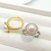 Accesorios de Anillo de Perlas DIY Flor Chapada en Oro Estilo de Lujo Accesible Soporte de Anillo de Mariposa Anillo de Perla de Pétalo Portador Vacío Apertura
