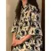 Camisa de Manga Corta con Diseño Retro Estilo Hong Kong para Hombre, Camisa Floral Hawaiana Estilo Pareja, Chaqueta Superior Casual de Verano