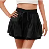 Moda de Verano Transfronteriza para Mujer Amazon 2025 Pantalones Cortos de Falda Lisos con Volantes y Cordón