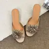 Sandalias de piscina Chuyuji estilo francés elegantes con pedrería de fuegos artificiales para mujer, sandalias versátiles de verano para exteriores con punta redonda y abierta