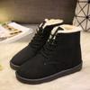 Invierno Estilo Coreano Estudiante Botas de Nieve Botines para Mujer Caña Corta Botas para Mantener el Calor con Cordones Zapatos de Mujer Tacón Plano Botas de Algodón Martin de Moda