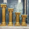 Casamento Coluna Romana Dourada Vaso de Flores Prateleira Guia de Estrada Listrado Europeu Troféu Fibra de Vidro Adereços de Casamento