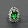 Nuevo Anillo Elegante Ovalado de Moda Color Turmalina Verde Simulado Tesoro Apertura Grupo de Mujeres Anillo de Circonita