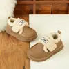 Zapatos de Algodón para Niños 2026 Otoño/Invierno Nuevo Estilo para Niños Mayores Zapatos de Piel Cálidos Forrados de Felpa Mocasines Antideslizantes de Princesa Forrados de Felpa para Niñas
