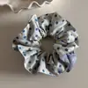 Ponto Onda Azul Floral Vintage Quadrado Laço Grande Anel Suave para Cabelo Corda para Rabo de Cavalo Estilo Pastoral Novos Acessórios de Cabelo