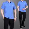 Novo Estilo Roupa Casual de Seda de Gelo para Homens de Meia-Idade e Idosos, Traje Esportivo de Manga Curta e Calça Longa Tamanho Grande para Homens no Verão de 2026