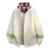 Jaqueta Xadrez Patchwork com Gola Alta para Homens, Primavera e Outono, Marca Tendência Estilo Americano, À Prova de Vento e Impermeável, Jaqueta Cool e Estilosa para Casais