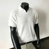 2026 Nova Camisa Polo de Tricô com Mangas Curtas e Gola Polo, Simples, Confortável, Respirável, Amiga da Pele, Adequada para o Trabalho, Verão, Corte Regular