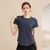 Nuevo Top Deportivo de Manga Corta para Fitness 2025 Color Sólido Camiseta Deportiva para Mujer Holgado Adelgazante Malla Transpirable Ropa de Yoga