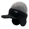 Gorro de lana de invierno con ala para proteger las orejas para hombres de mediana edad y ancianos, gorro de tigre para ciclismo al aire libre, gorro de punto de una sola pieza que protege el cuello